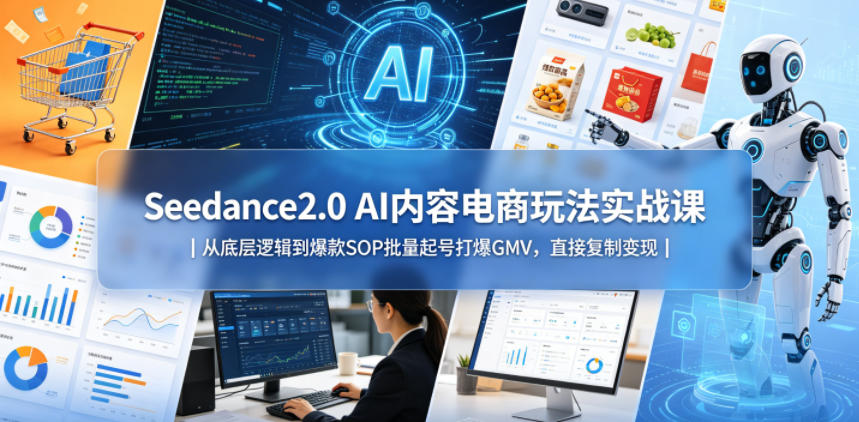 Seedance2.0 AI内容电商玩法实战课｜从底层逻辑到爆款SOP批量起号打爆GMV，直接复制变现-惠声资源站
