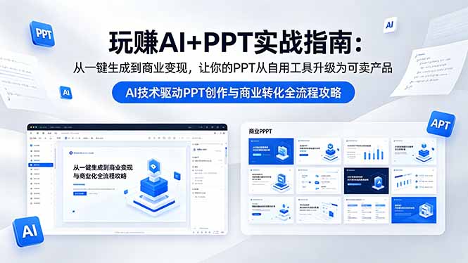 玩赚AI+PPT实战指南-更新5月13：从一键生成到商业变现，让你的PPT从自用工具升级为可卖产品-惠声资源站