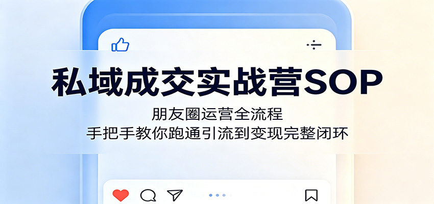 私域成交实战营SOP：朋友圈运营全流程，手把手教你跑通引流到变现完整闭环-惠声资源站
