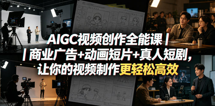 AIGC视频创作全能课｜商业广告+动画短片+真人短剧，让你的视频制作更轻松高效-惠声资源站