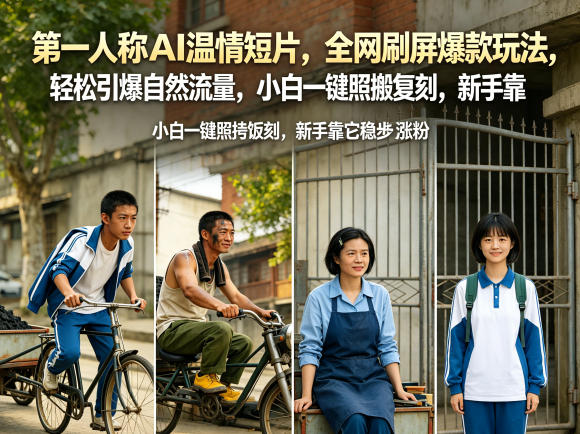 第一人称AI温情短片，全网刷屏爆款玩法，轻松引爆自然流量，小白一键照搬复刻，新手靠它稳步涨粉-惠声资源站