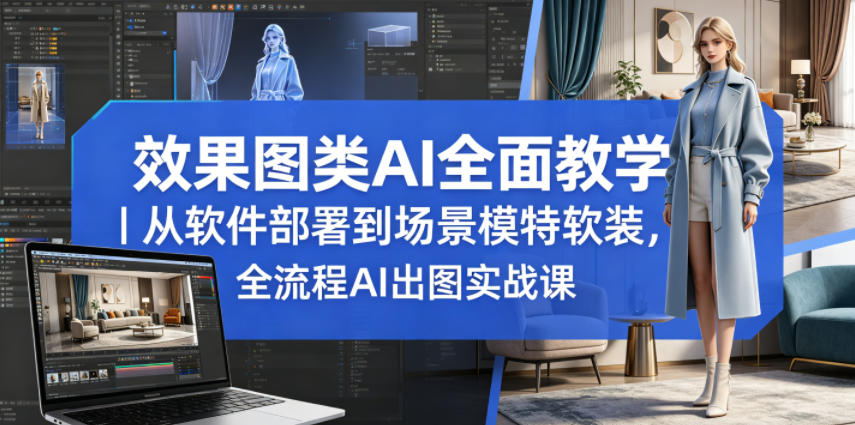 效果图类AI全面教学｜从软件部署到场景模特软装，全流程AI出图实战课-惠声资源站