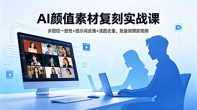 AI颜值素材复刻实战课，多图控一致性+提示词反推+洗图去重，批量做爆款视频-惠声资源站