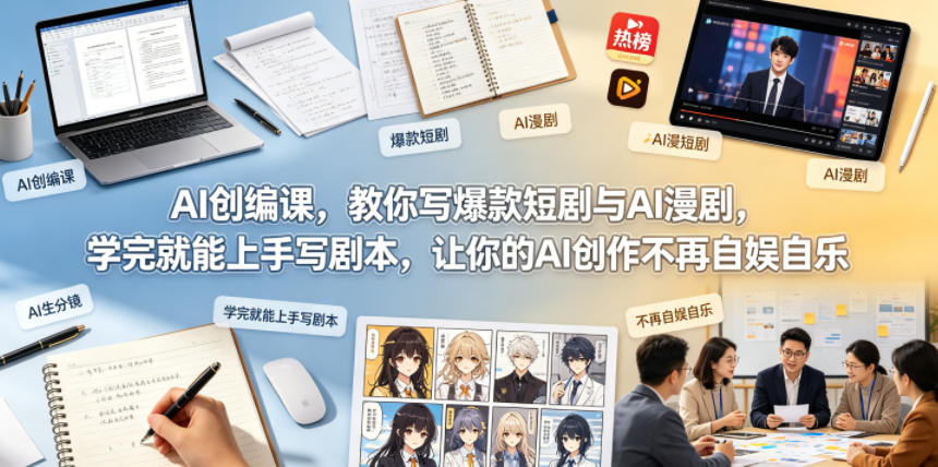 AI创编课，教你写爆款短剧与AI漫剧，学完就能上手写剧本，让你的AI创作不再自娱自乐-惠声资源站