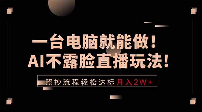 一台电脑就能做！AI不露脸直播玩法，照抄流程轻松达标月入2W+-惠声资源站