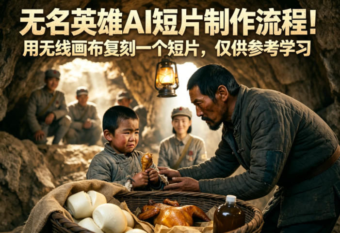 无名英雄AI短片制作流程！用无线画布复刻一个短片，仅供参考学习-惠声资源站