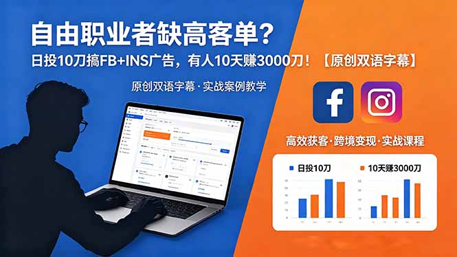 自由职业者缺高客单？日投 10 刀搞 FB+INS 广告，有人 10 天赚 3000 刀！【原创双语字幕】-惠声资源站