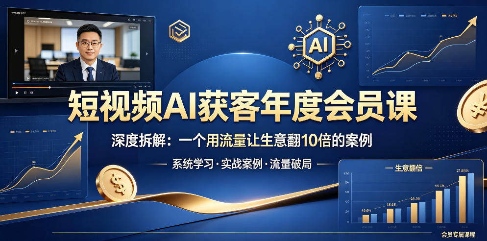 短视频AI获客年度会员课，深度拆解，一个用流量让生意翻10倍的案例-惠声资源站