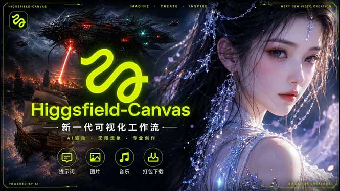 Higgsfield Canvas AI视频制作详解，节点式工作流搭建，重构新式视频创作完整教程-惠声资源站