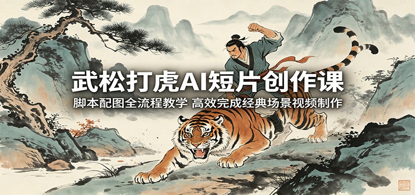 武松打虎AI短片创作课：脚本配图全流程教学，高效完成经典场景视频制作-惠声资源站
