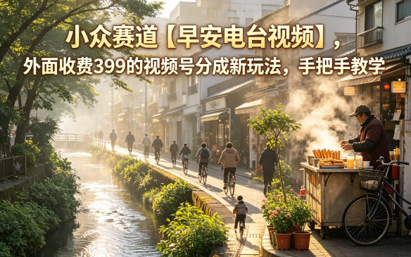 小众赛道【早安电台视频】，外面收费399的视频号分成新玩法，手把手教学-惠声资源站