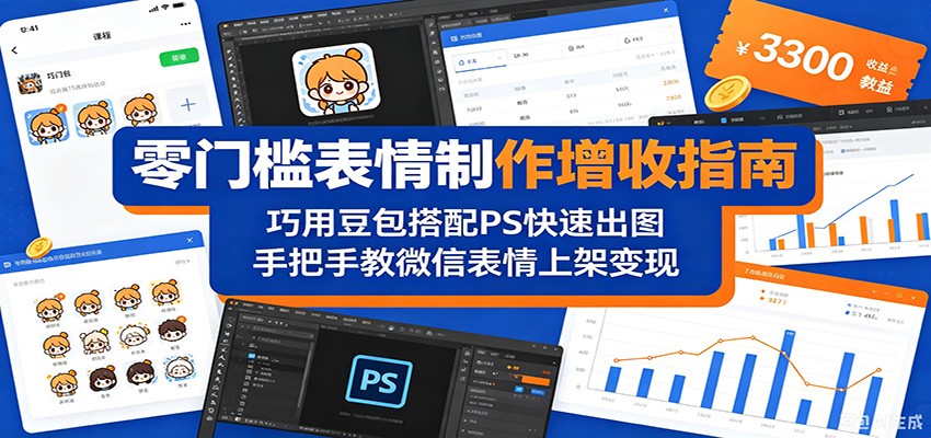 零门槛表情制作增收指南：巧用豆包搭配 PS 快速出图，手把手教微信表情上架变现-惠声资源站