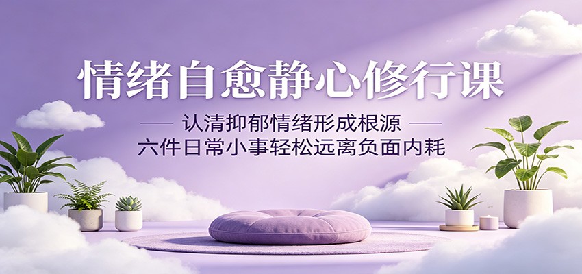 情绪自愈静心修行课：认清抑郁情绪形成根源，六件日常小事轻松远离负面内耗-惠声资源站