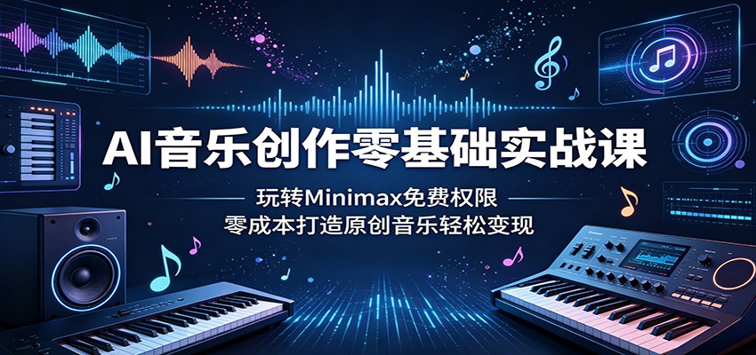 AI音乐创作零基础实战课：玩转Minimax免费权限，零成本打造原创音乐轻松变现-惠声资源站
