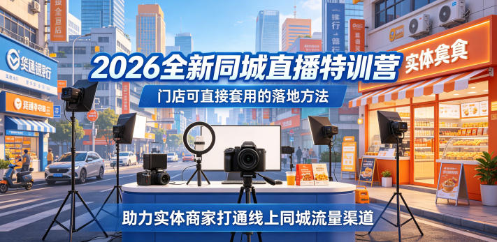 2026全新同城直播特训营，门店可直接套用的落地方法，助力实体商家打通线上同城流量渠道-惠声资源站
