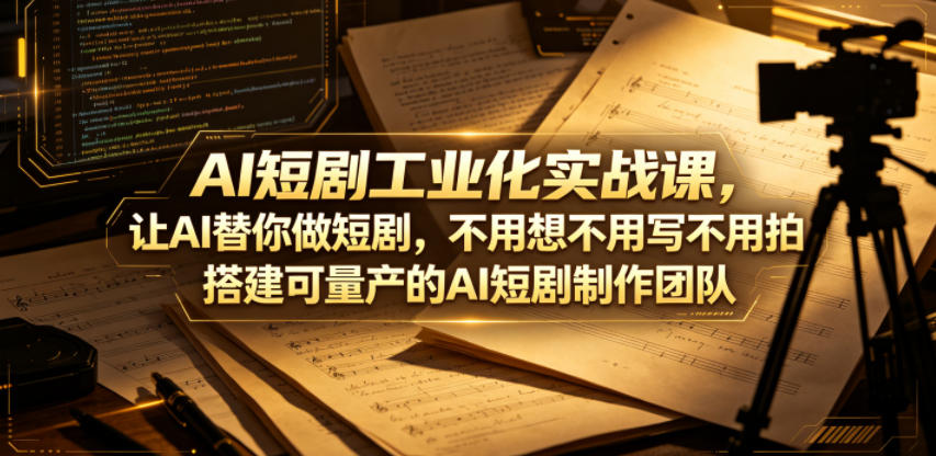 AI短剧工业化实战课，让AI替你做短剧，不用想不用写不用拍，搭建可量产的AI短剧制作团队-惠声资源站