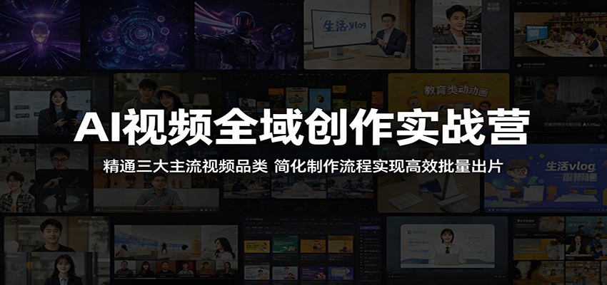 AI视频全域创作实战营：精通三大主流视频品类，简化制作流程实现高效批量出片-惠声资源站