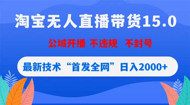 淘宝无人直播带货15.0，不封号，不违规，公域玩法，首发全网日入2000+-惠声资源站