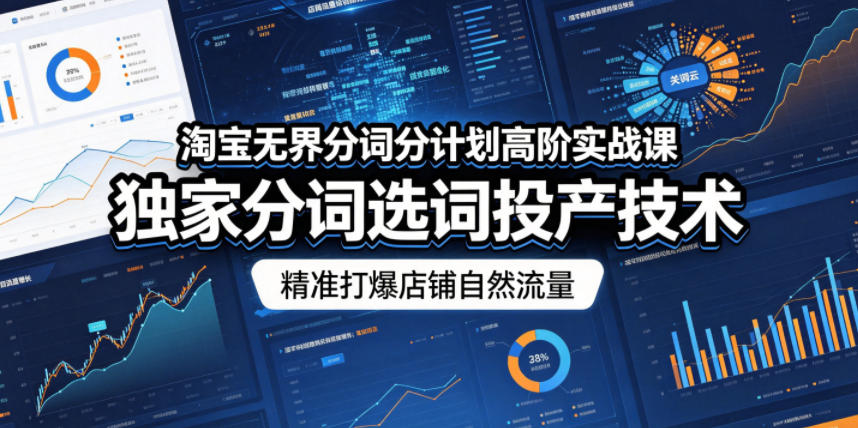 淘宝无界分词分计划高阶实战课，独家分词选词投产技术，精准打爆店铺自然流量-惠声资源站