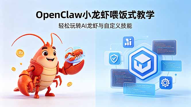 不用懂技术！OpenClaw小龙虾喂饭式教学，轻松玩转AI龙虾与自定义技能 (5月22更新-惠声资源站