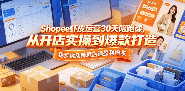 Shopee虾皮运营30天陪跑课，从开店实操到爆款打造，稳步撬动跨境店铺盈利增收-惠声资源站