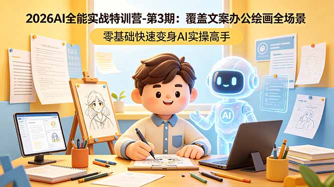 2026AI全能实战特训营-第3期：覆盖文案办公绘画全场景 零基础快速变身AI实操高手-惠声资源站