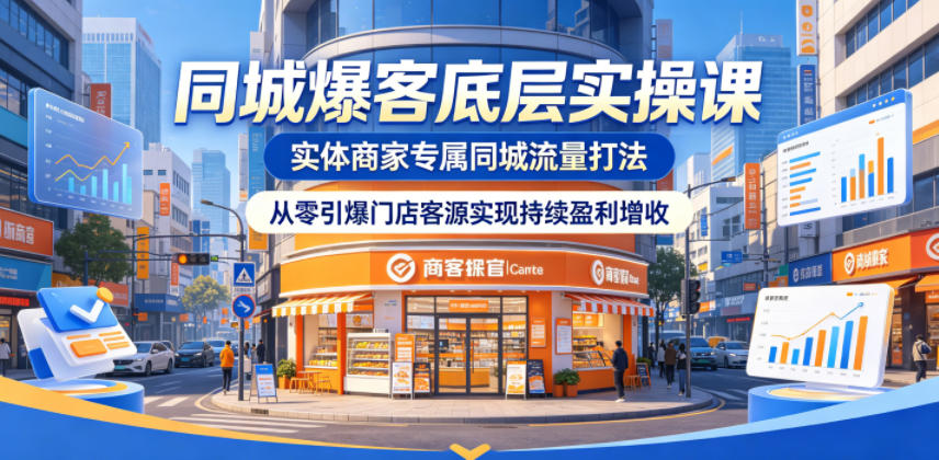 同城爆客底层实操课，实体商家专属同城流量打法，从零引爆门店客源实现持续盈利增收-惠声资源站