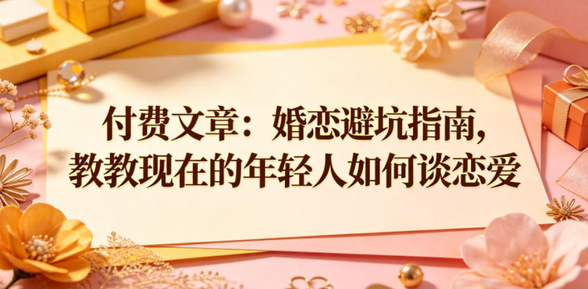付费文章：婚恋避坑指南，教教现在的年轻人如何谈恋爱-惠声资源站