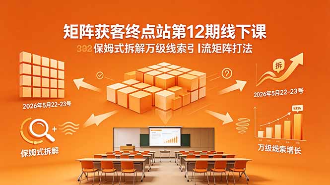 矩阵获客终点站第12期线下课 2026年5月22-23号 保姆式拆解万级线索引流矩阵打法-惠声资源站