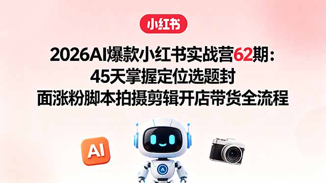 2026AI爆款小红书实战营62期：45天掌握定位选题封面涨粉脚本拍摄剪辑开店带货全流程-惠声资源站