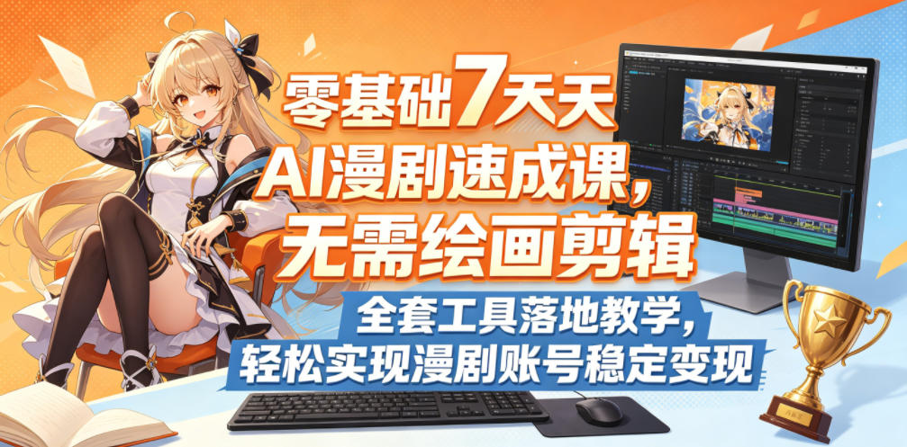 零基础7天AI漫剧速成课，无需绘画剪辑，全套工具落地教学，轻松实现漫剧账号稳定变现-惠声资源站