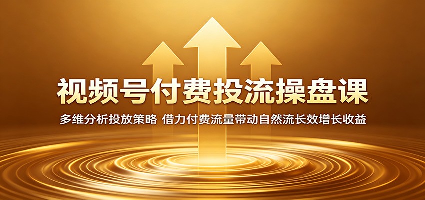 视频号付费投流操盘课：多维分析投放策略，借力付费流量带动自然流长效增长收益-惠声资源站