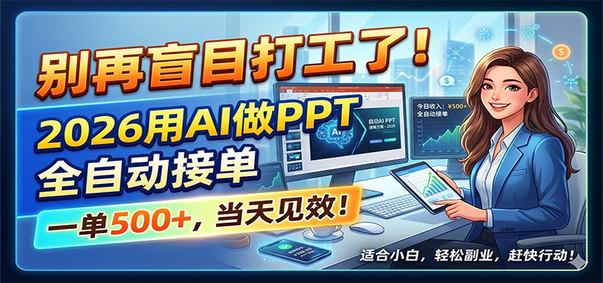 别再盲目打工了！2026用AI做PPT全自动接单，一单5张+，当天见效！-惠声资源站