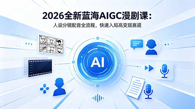 2026全新蓝海AIGC漫剧课：人设分镜配音全流程，快速入局高变现赛道-惠声资源站