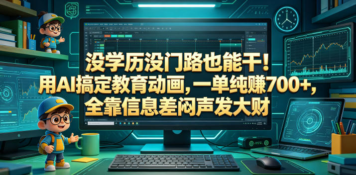 没学历没门路也能干！用AI搞定教育动画，一单纯賺700+，全靠信息差闷声发大财【揭秘】-惠声资源站