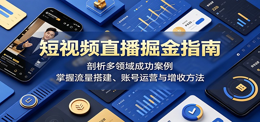 短视频直播掘金指南：剖析多领域成功案例，掌握流量搭建、账号运营与增收方法-惠声资源站