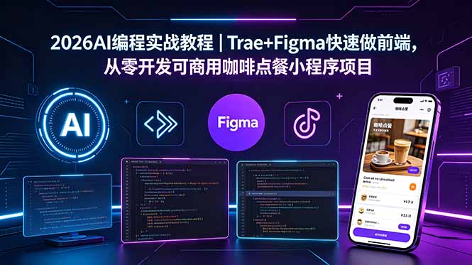 2026AI编程实战教程｜Trae+Figma快速做前端，从零开发可商用咖啡点餐小程序项目-惠声资源站