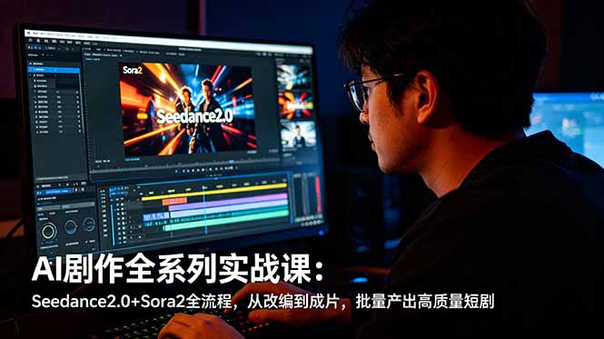 AI剧作全系列实战课：Seedance2.0+Sora2全流程，从改编到成片，批量产出高质量短剧-惠声资源站