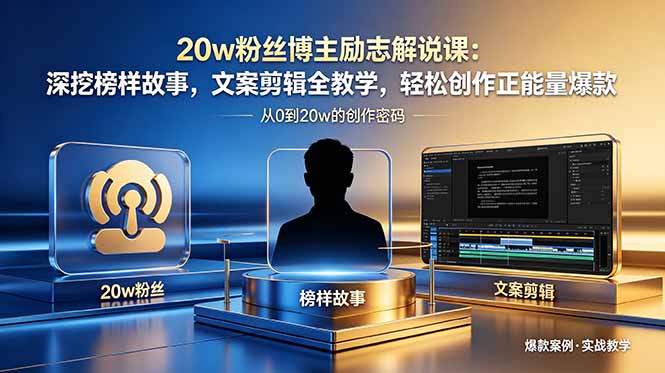 20w粉丝博主励志解说课：深挖榜样故事，文案剪辑全教学，轻松创作正能量爆款-惠声资源站