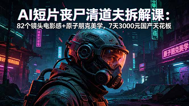 AI短片《丧尸清道夫》拆解课：82个镜头电影感+原子朋克美学，7天3000元国产天花板-惠声资源站