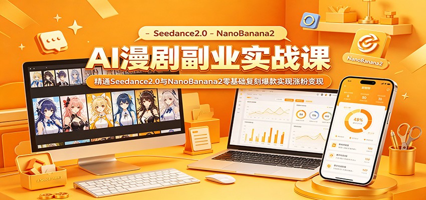 AI漫剧副业实战课：精通Seedance2.0与NanoBanana2零基础复刻爆款实现涨粉变现-惠声资源站