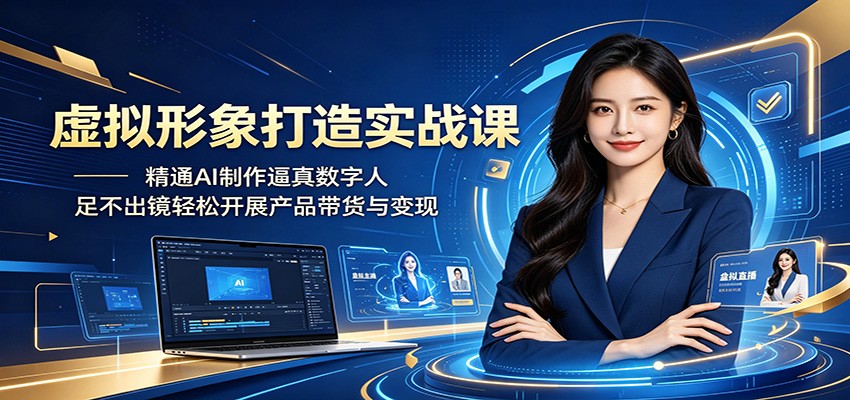 虚拟形象打造实战课：精通AI制作逼真数字人，足不出镜轻松开展产品带货与变现-惠声资源站