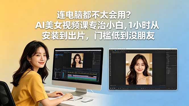 连电脑都不太会用？AI美女视频课专治小白，1小时从安装到出片，门槛低到没朋友-惠声资源站