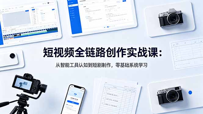 短视频全链路创作实战课：从智能工具认知到短剧制作，零基础系统学习-惠声资源站