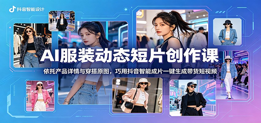 AI服装动态短片创作课：依托产品详情与穿搭原图，巧用抖音智能成片一键生成带货短视频-惠声资源站