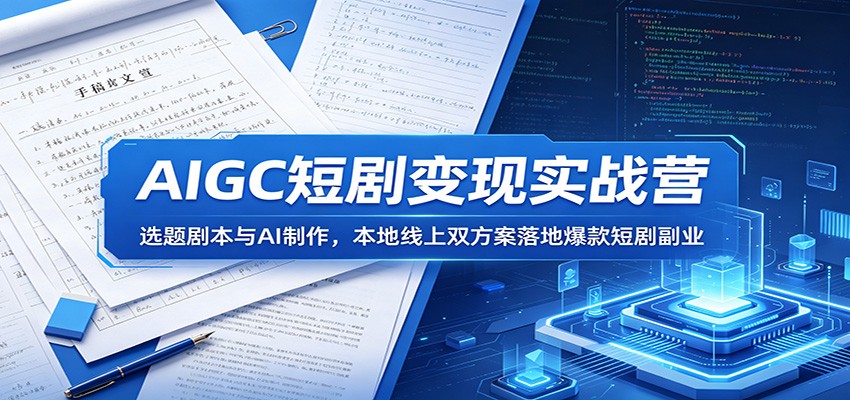 AIGC短剧变现实战营：选题剧本与AI制作，本地线上双方案落地爆款短剧副业-惠声资源站