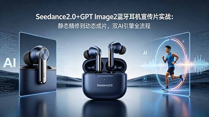 Seedance2.0+GPT Image2蓝牙耳机宣传片实战：静态精修到动态成片，双AI引擎全流程-惠声资源站