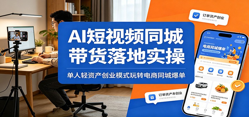 AI短视频同城带货落地实操：单人轻资产创业模式玩转电商同城爆单-惠声资源站