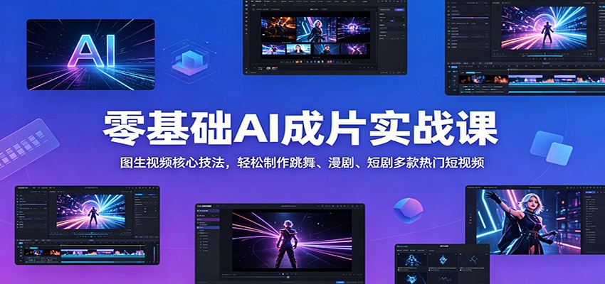 零基础AI成片实战课：图生视频核心技法，轻松制作跳舞、漫剧、短剧多款热门短视频-惠声资源站