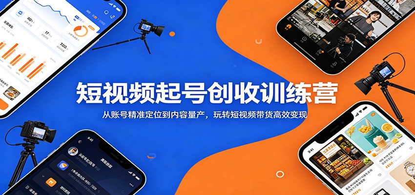 短视频起号创收训练营：从账号精准定位到内容量产，玩转短视频带货高效变现-惠声资源站